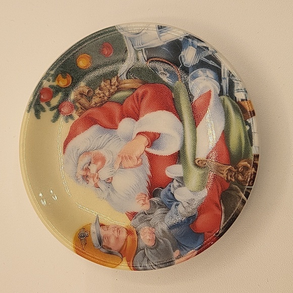 HARLEY-DAVIDSON 1998 Limited Edition Mini Plate Ornament "Wishing with Santa" - Picture 3 of 11